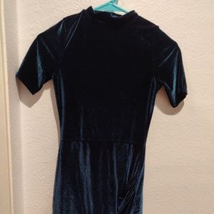 Leona High Neck Velvet Bodycon Dress
